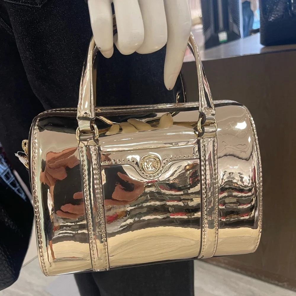 MICHAEL KORS Jet Set Small Metallic Convertible Crossbody Duffle Xbody
Pale Gold - Picture 6 of 16